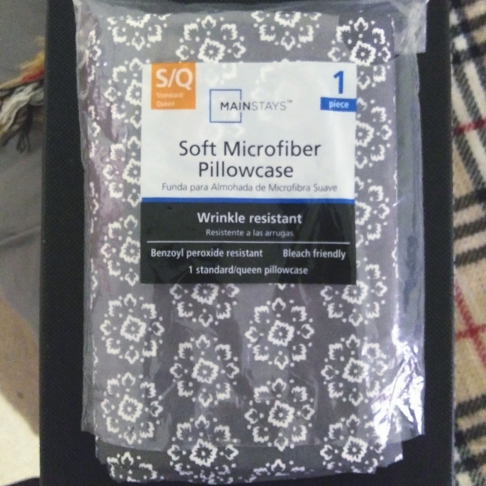 Pillowcase (Bundle Only) Gray Floral Mainstays